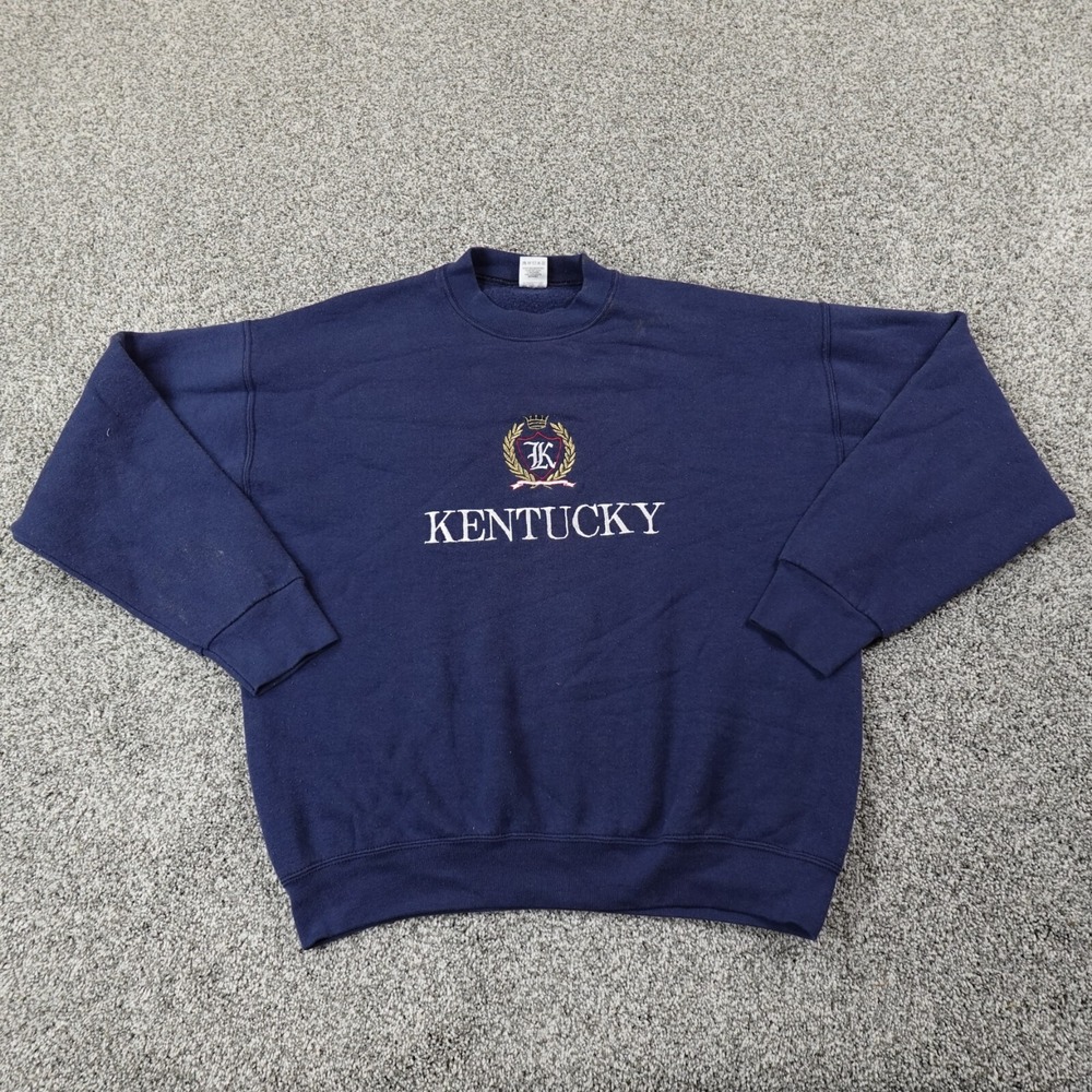 VTG Kentucky Sweater Mens L Blue Pullover Crewneck Sweatshirt KY USA 90s Y2K 00s